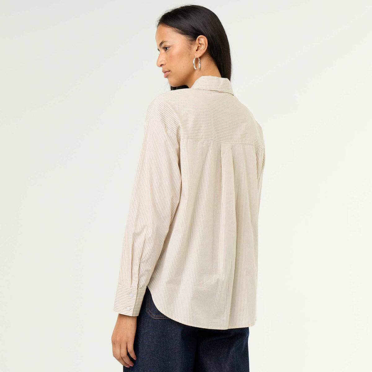 Chemise manches longues rayée BLANC