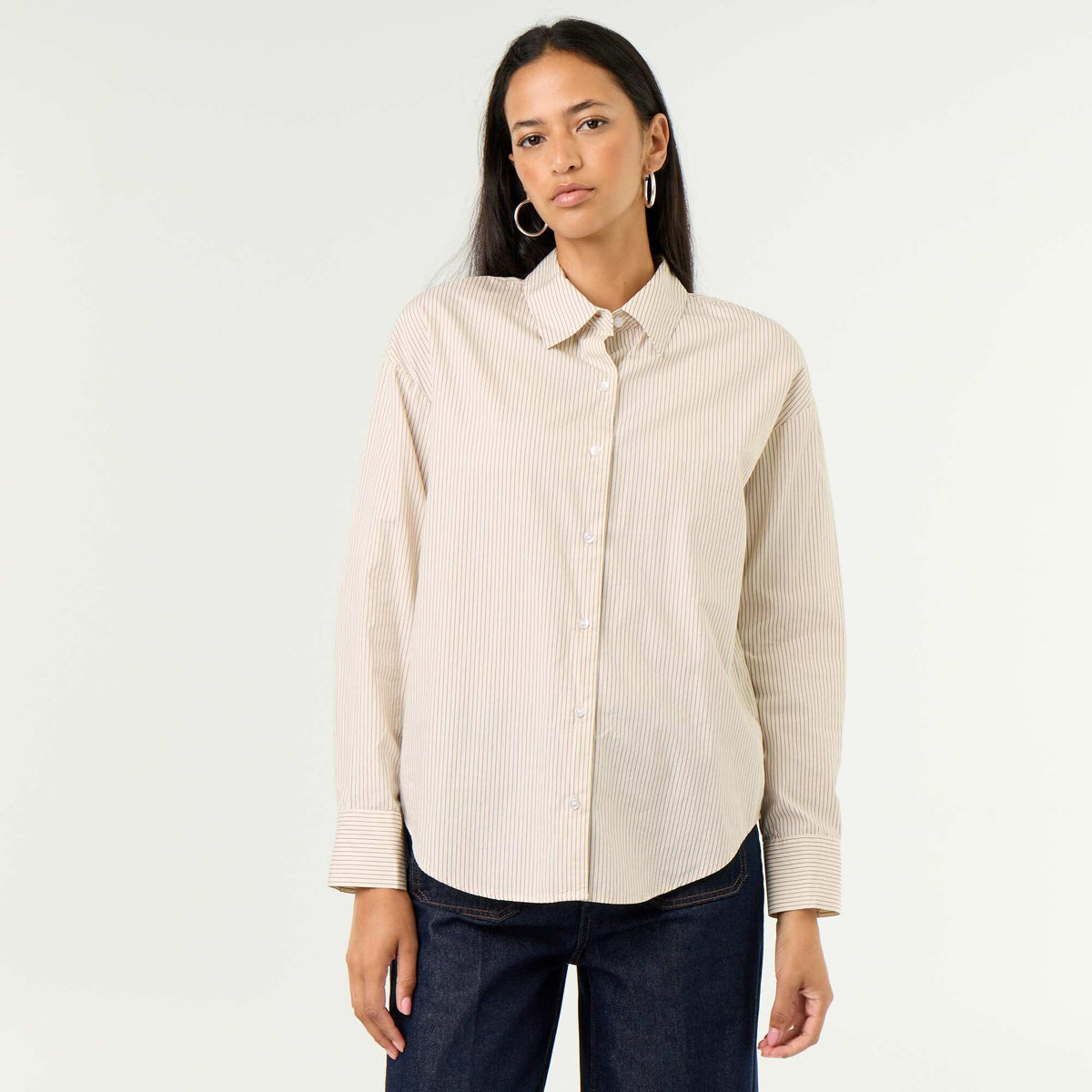 Chemise manches longues rayée BLANC