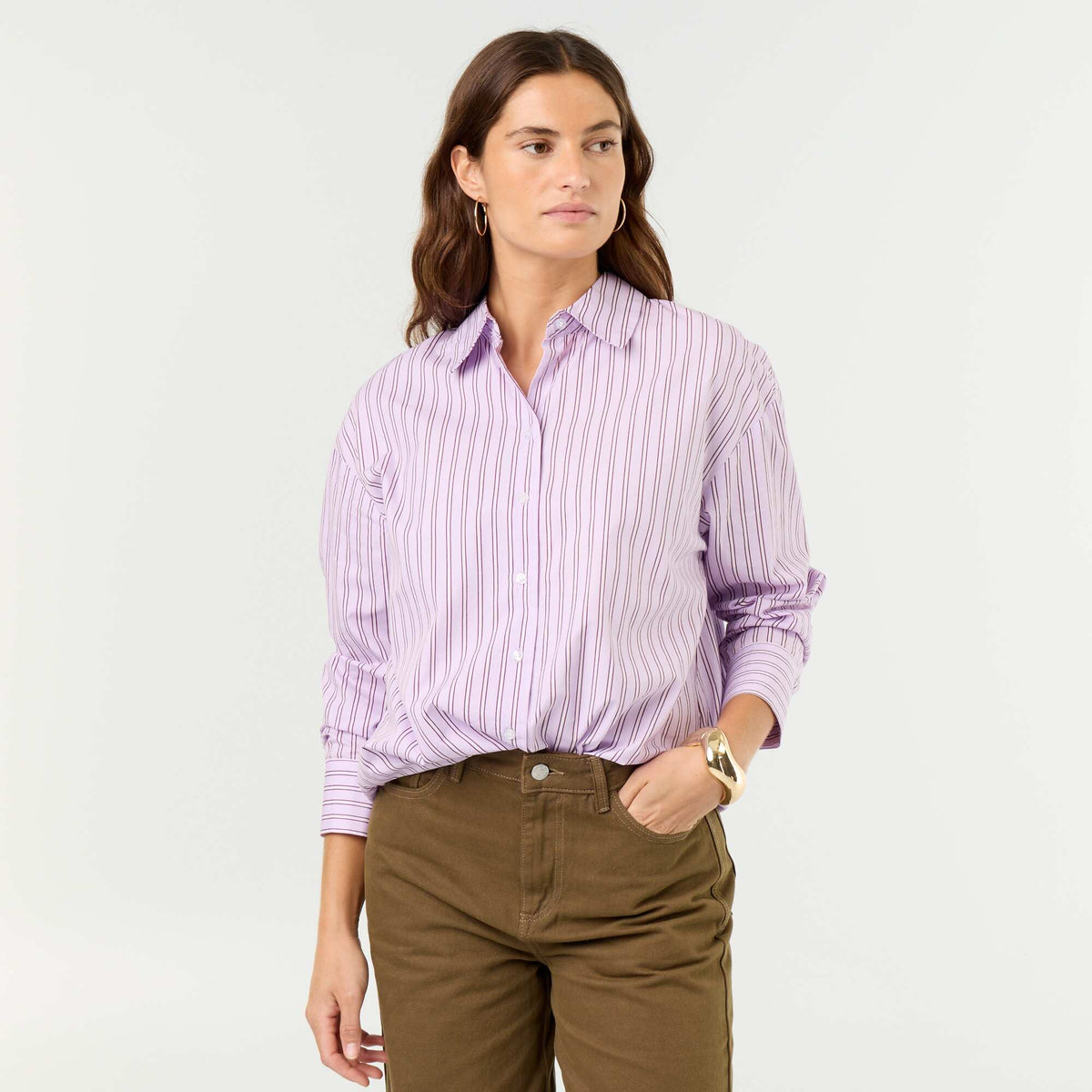 Chemise manches longues rayée VIOLET