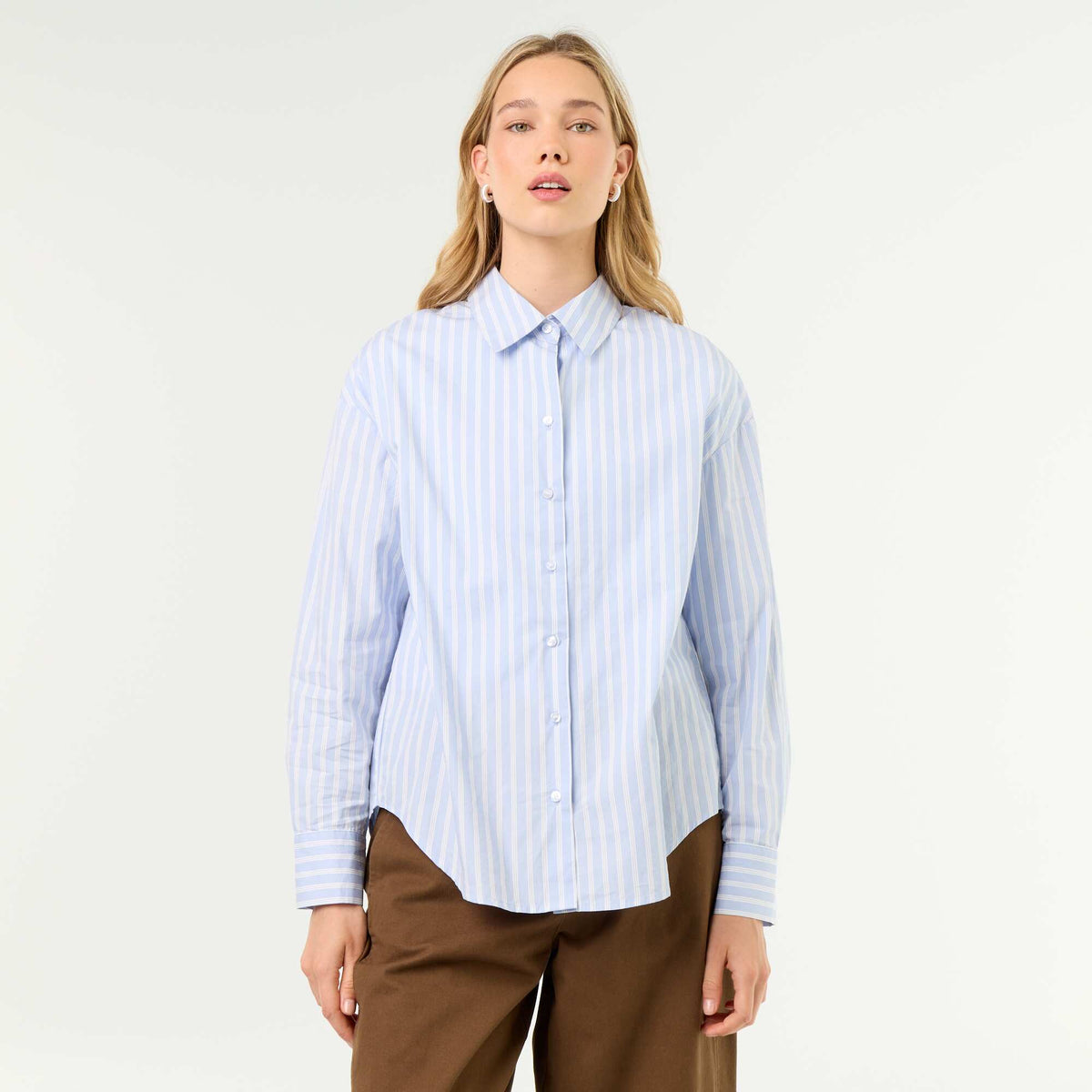 Chemise manches longues rayée BLEU
