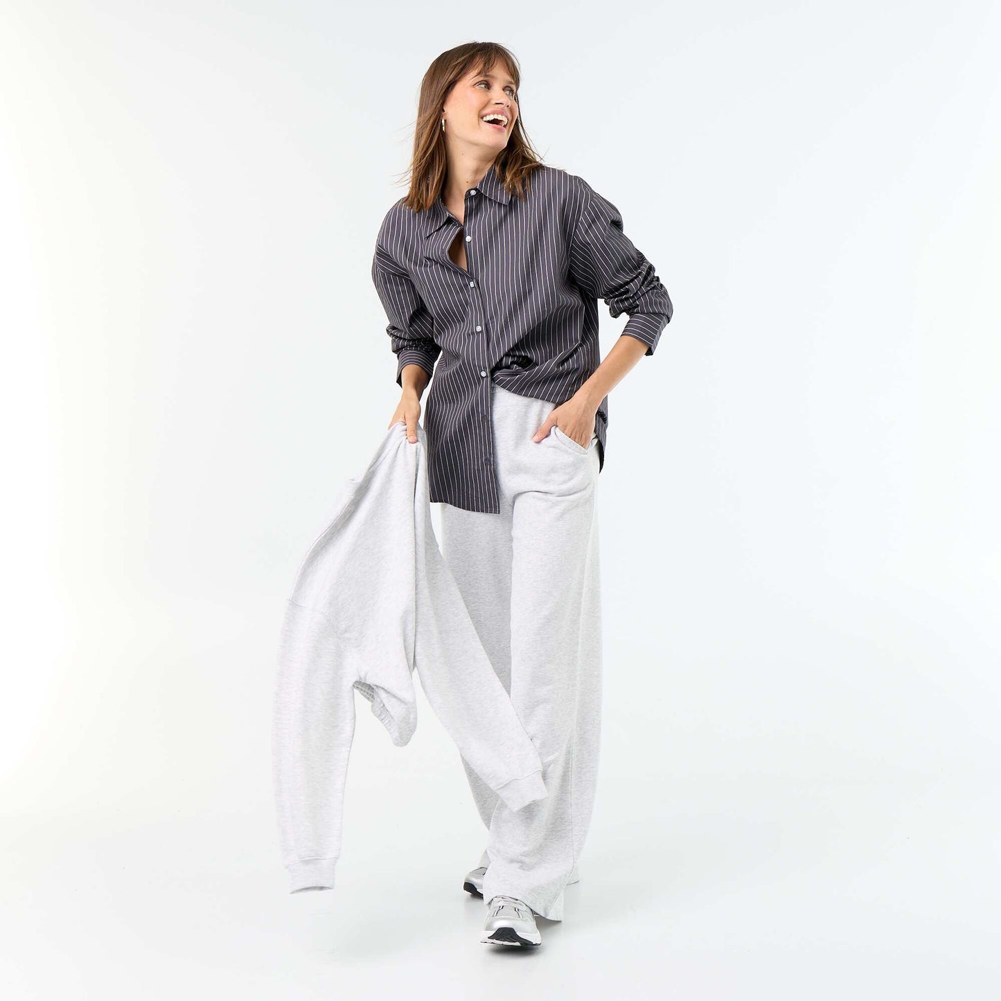 Chemise manches longues rayée GRIS