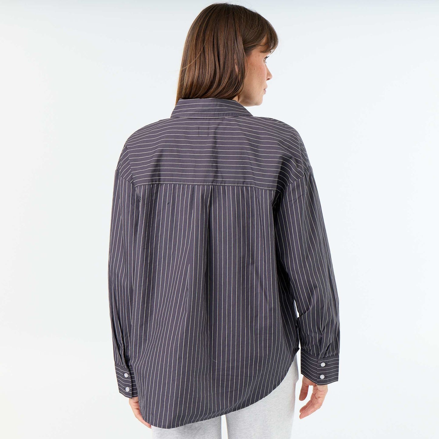 Chemise manches longues rayée GRIS