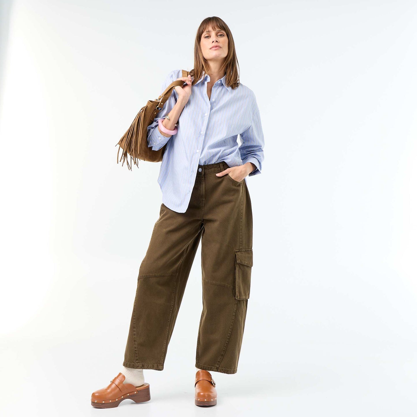 Chemise manches longues rayée BLEU