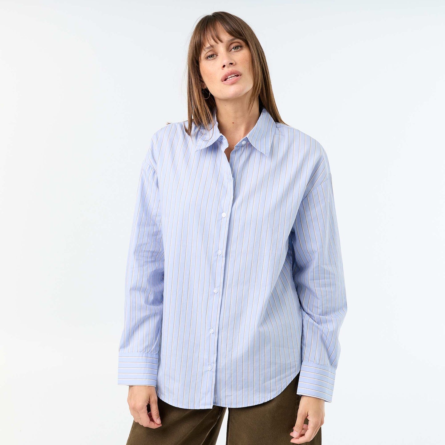 Chemise manches longues rayée BLEU