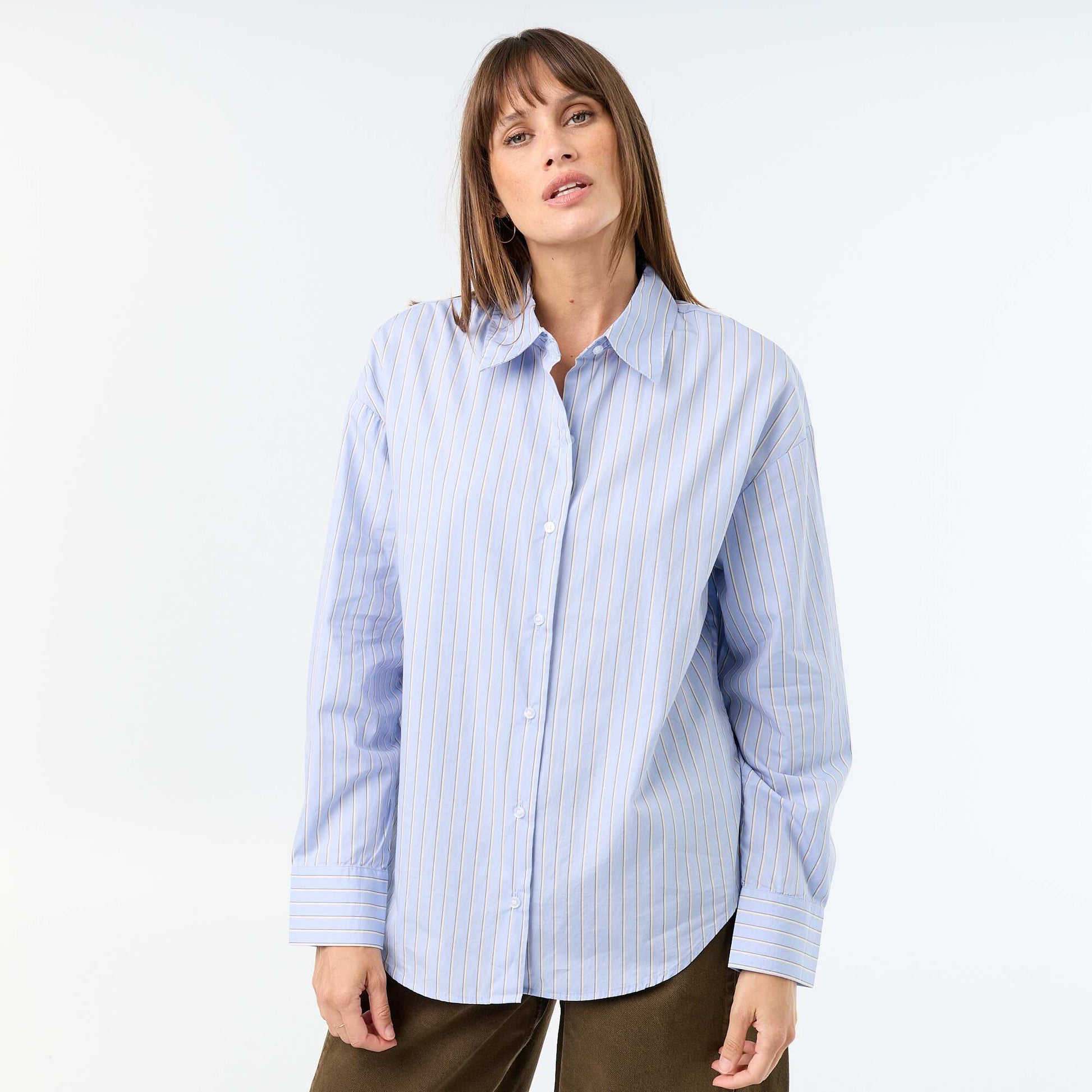 Chemise manches longues rayée BLEU