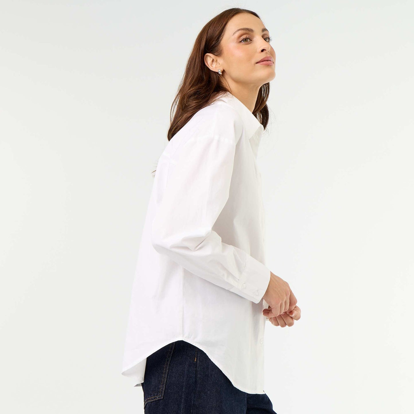 Chemise manches longues unie BLANC