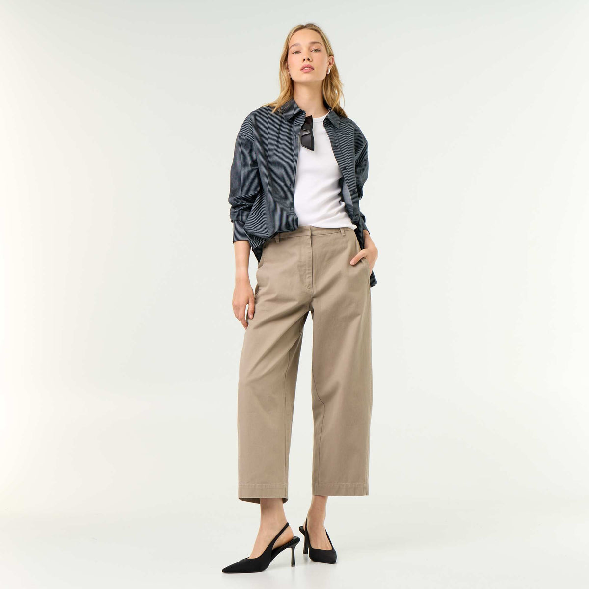 Chemise manches longues rayée BLEU