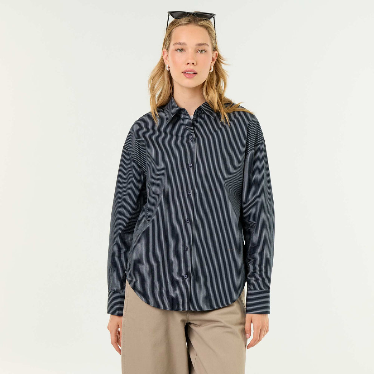 Chemise manches longues rayée BLEU