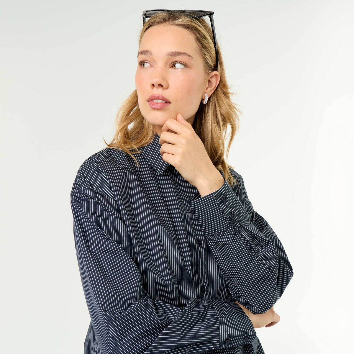 Chemise manches longues rayée BLEU