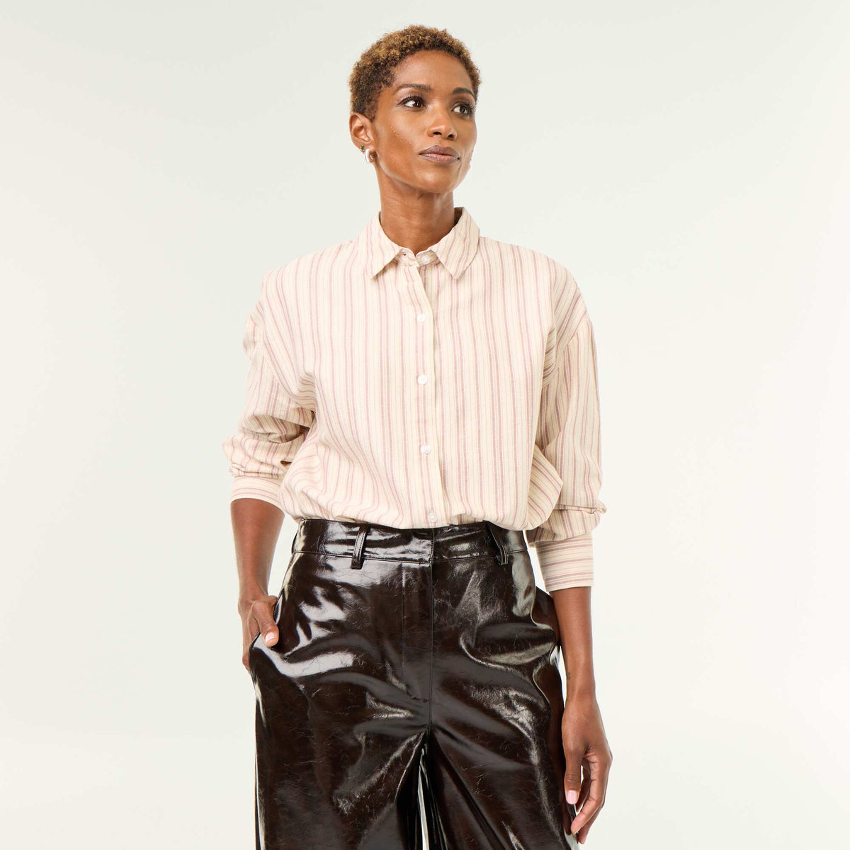 Chemise en oxford col chemisier BLANC