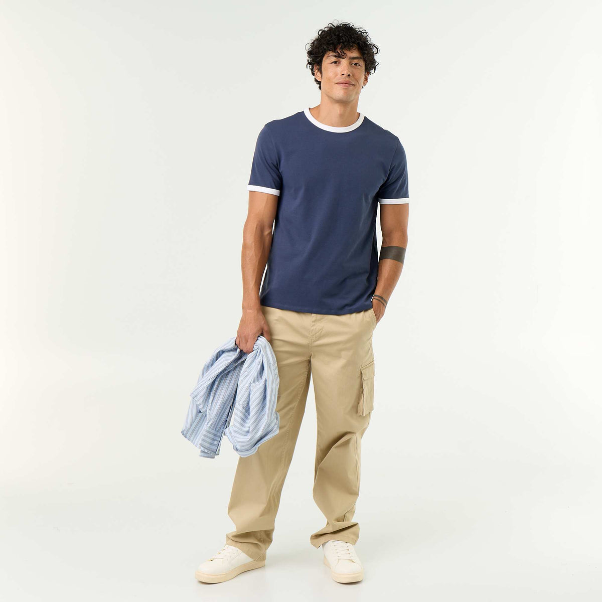 Pantalon multipoches relaxed fit BEIGE