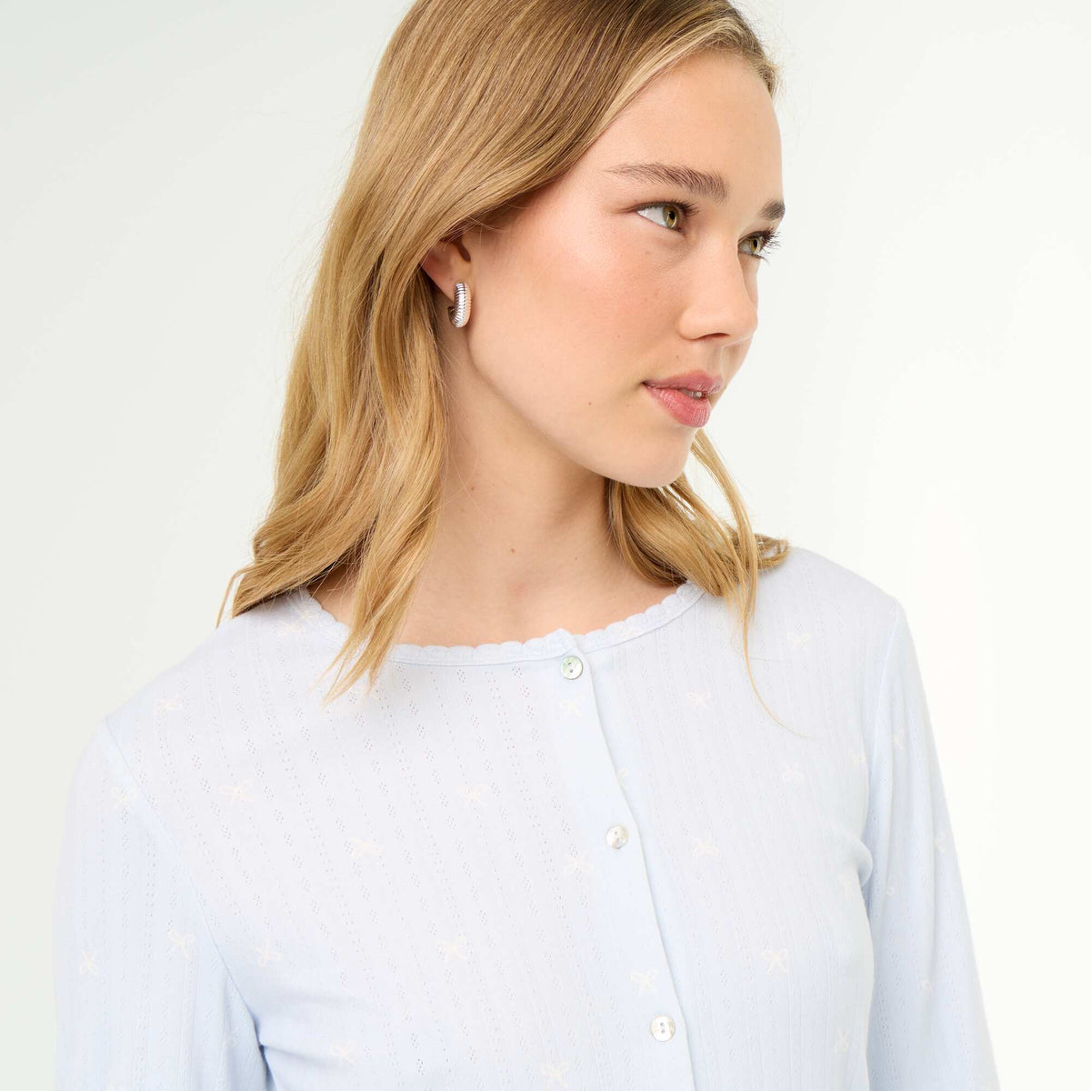 Pyjama 2 pièces en maille pointelle - Gilet + pantalon BLEU