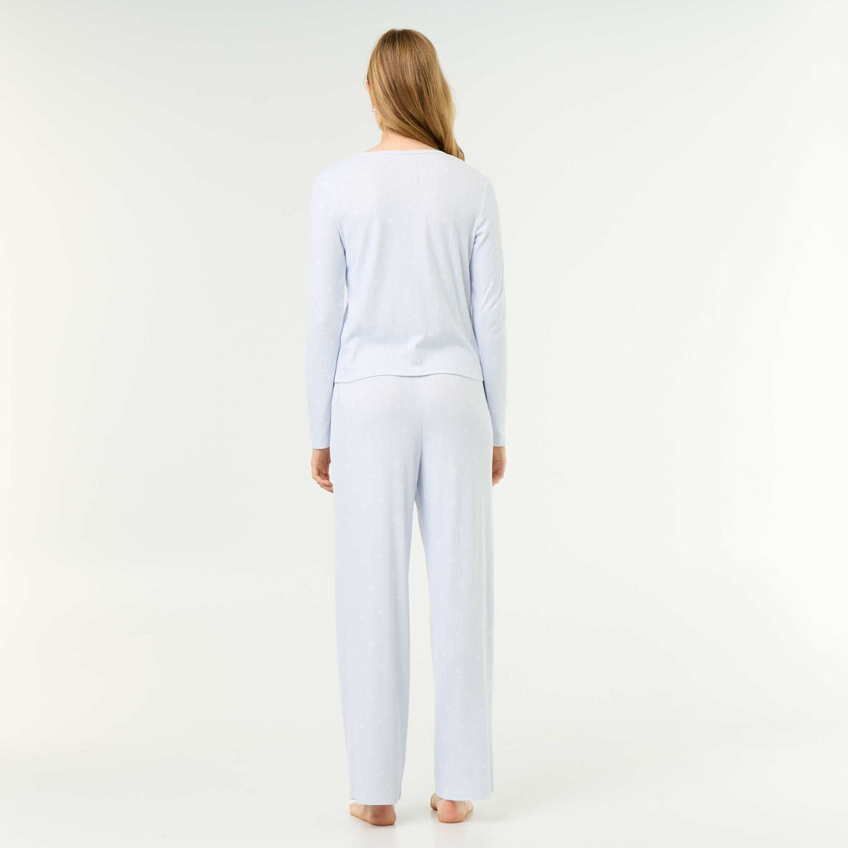 Pyjama 2 pièces en maille pointelle - Gilet + pantalon BLEU
