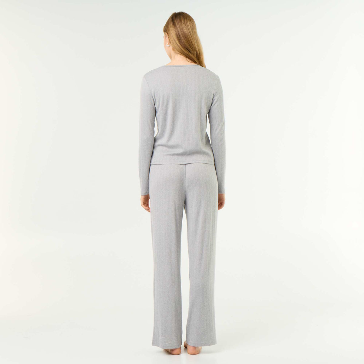 Pyjama 2 pièces en maille pointelle - Gilet + pantalon GRIS