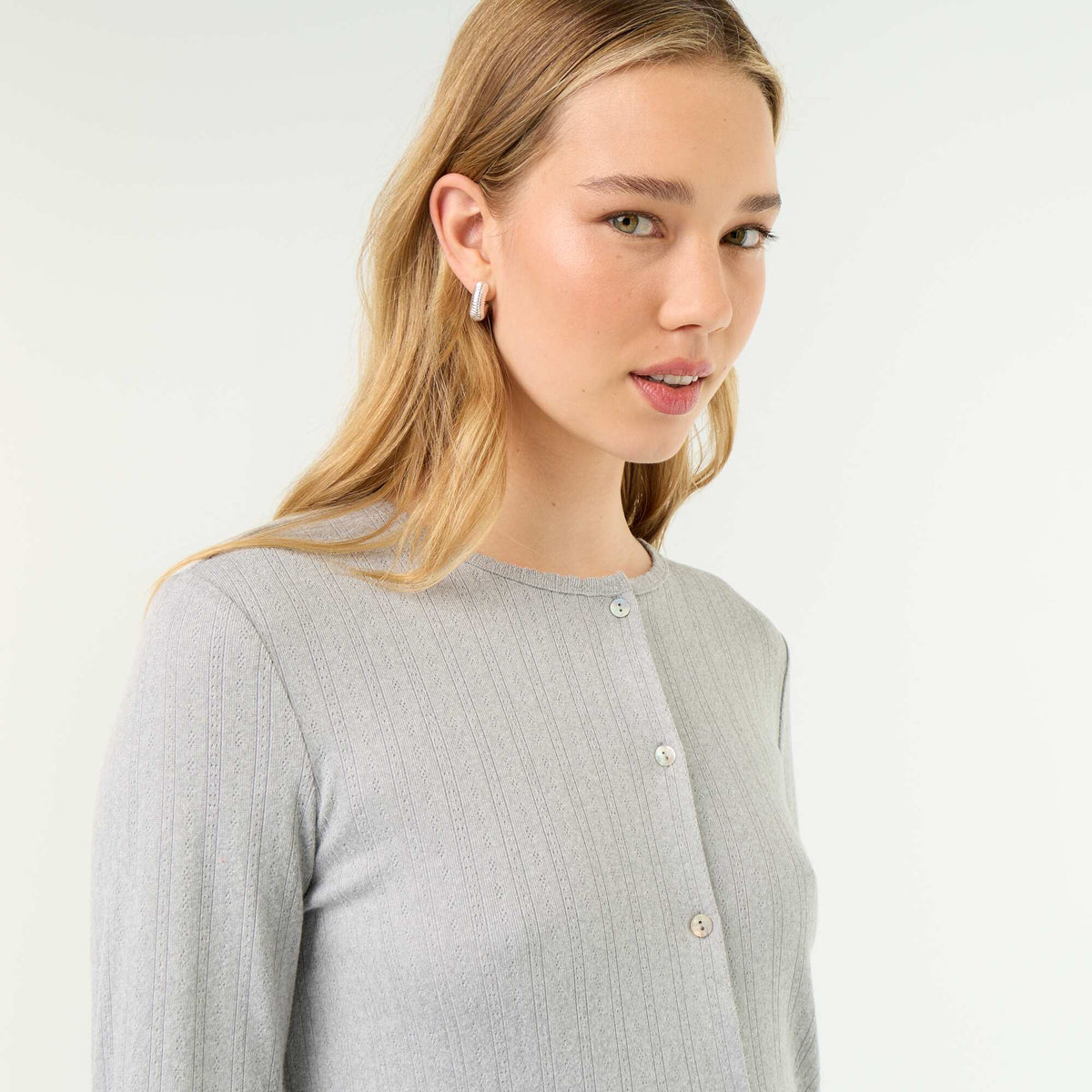 Pyjama 2 pièces en maille pointelle - Gilet + pantalon GRIS