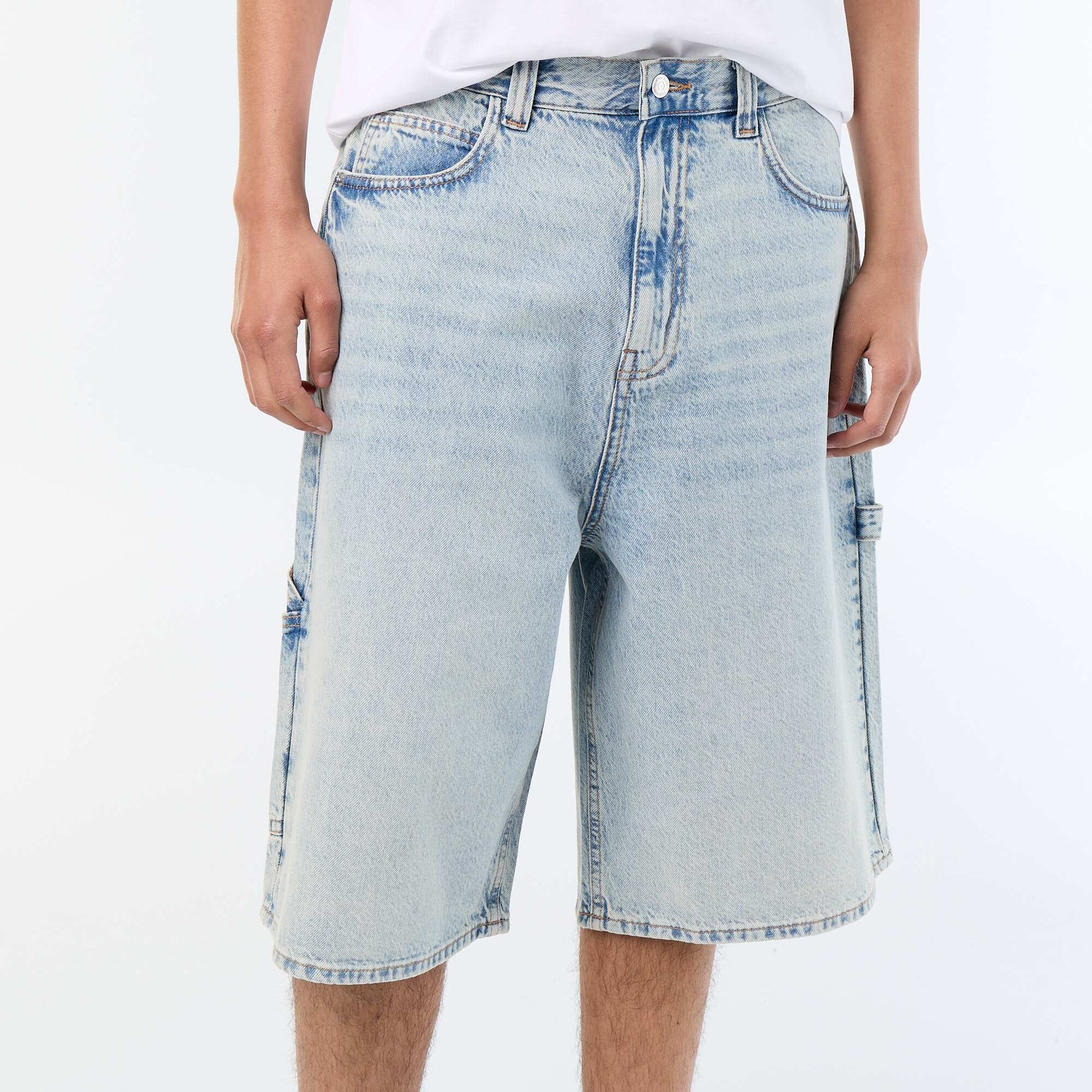 Bermuda en jean style carpenter BLEU