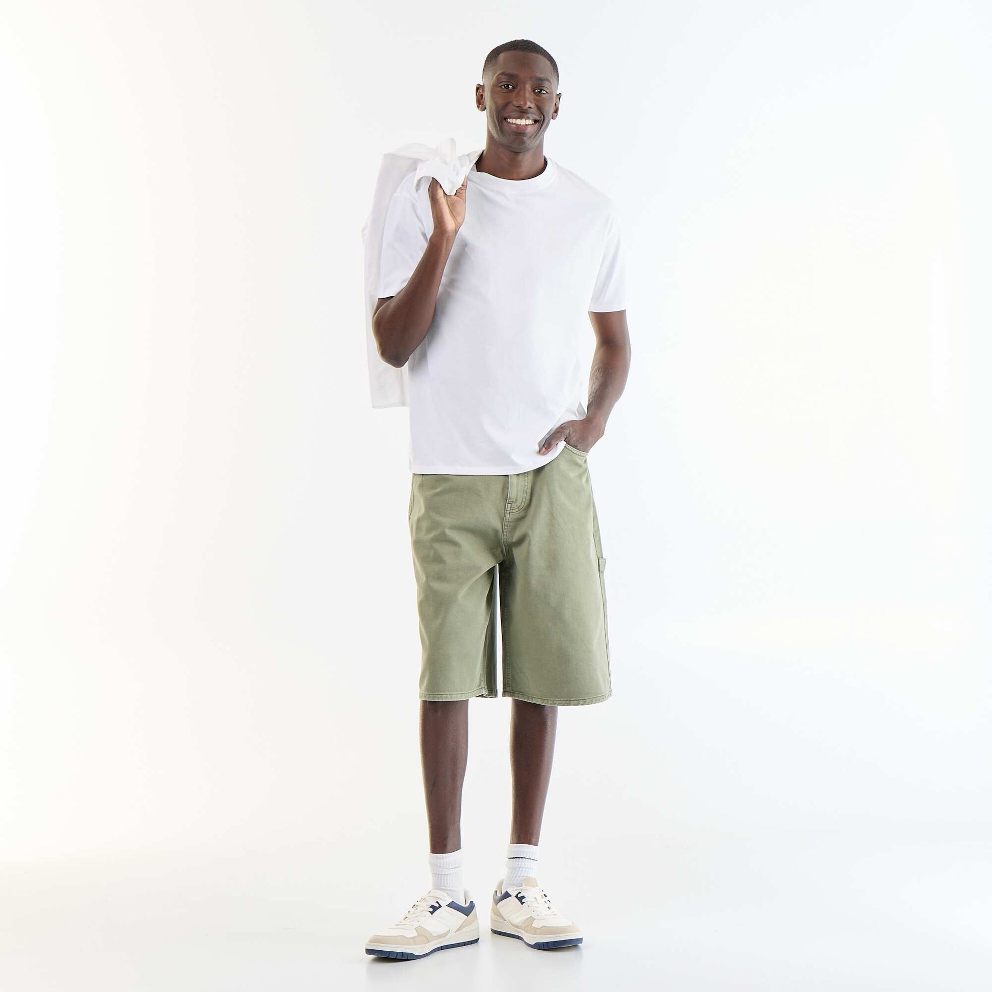 Bermuda en jean style carpenter KAKI
