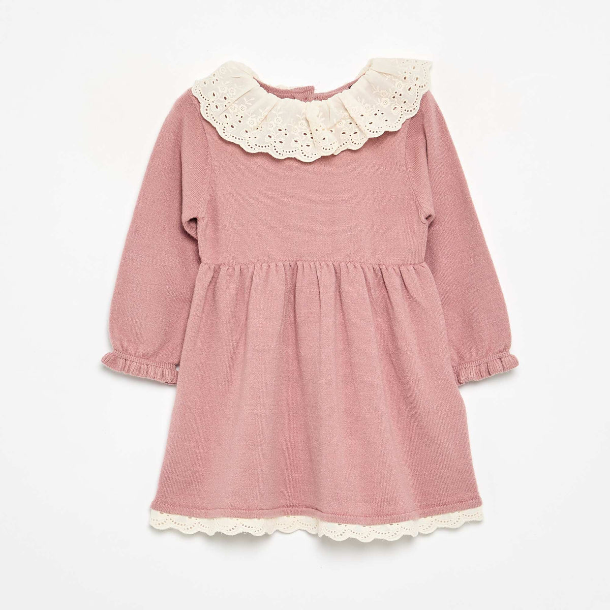 Robe col claudine + collants ROSE