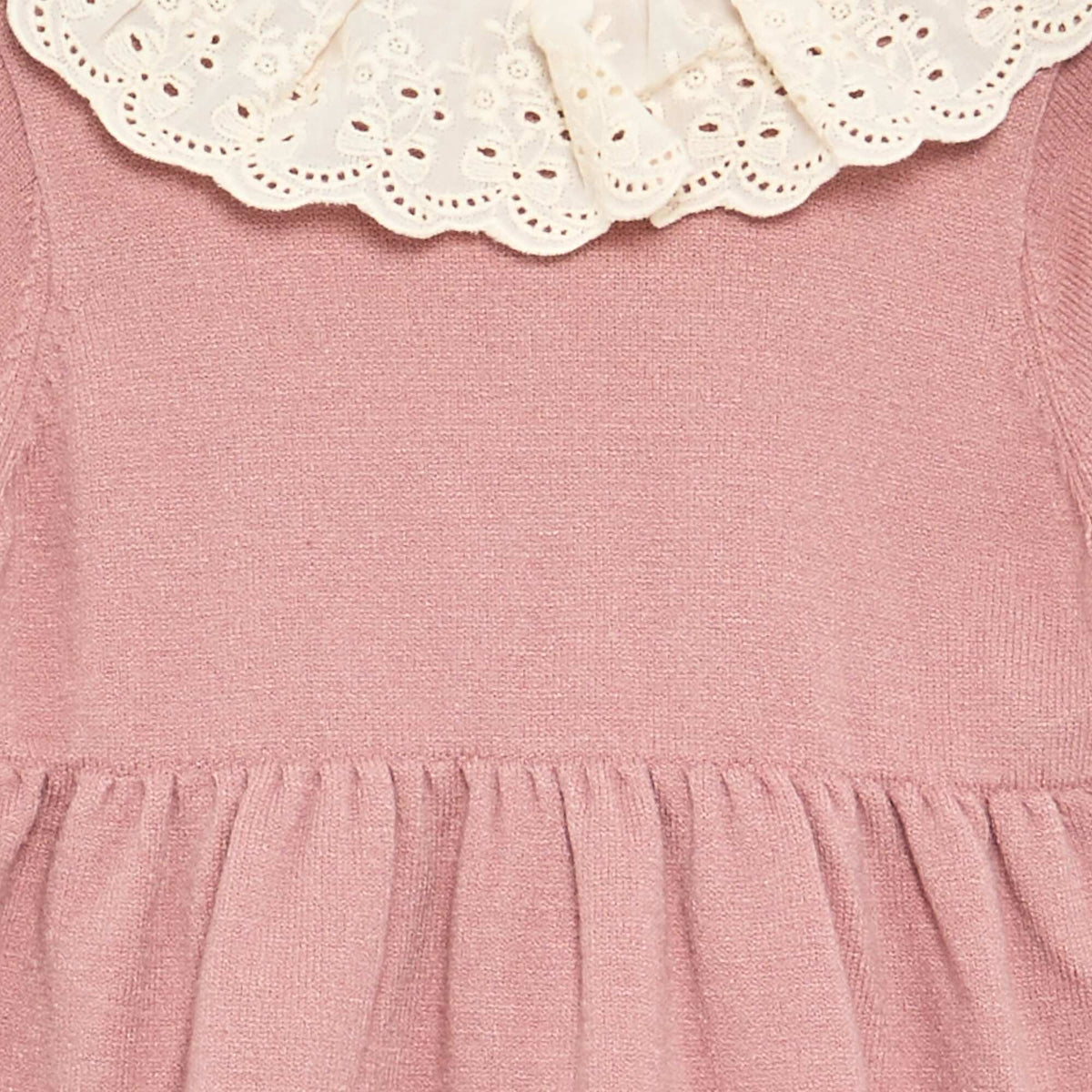 Robe col claudine + collants ROSE
