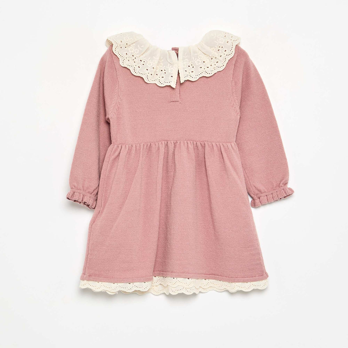 Robe col claudine + collants ROSE
