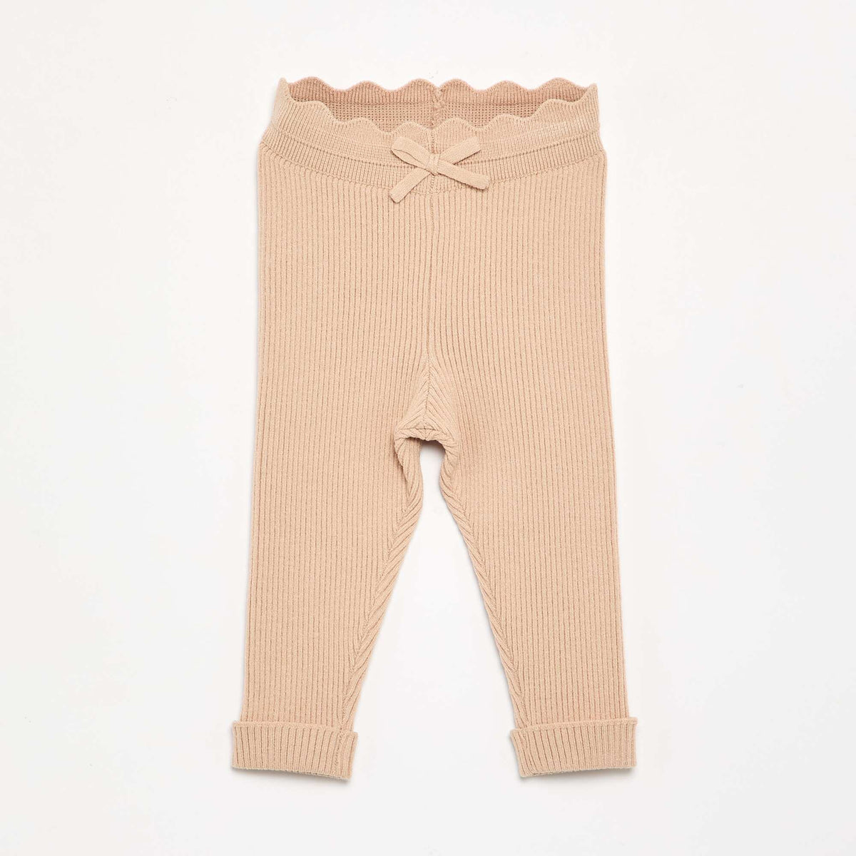 Legging en tricot avec nœud à la taille BEIGE