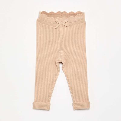 Legging en tricot avec nœud à la taille BEIGE