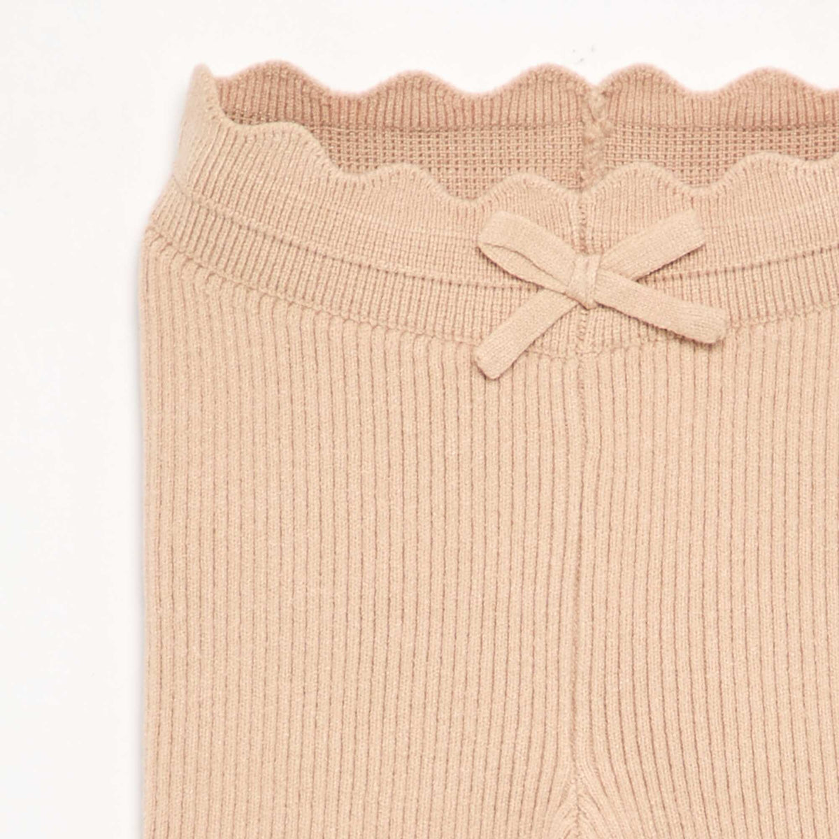 Legging en tricot avec nœud à la taille BEIGE