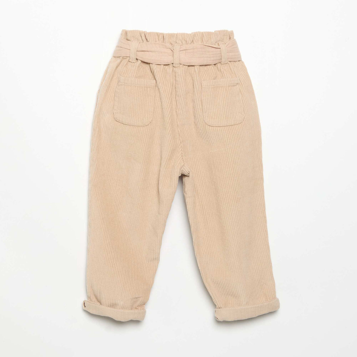 Pantalon en velours côtelé avec ceinture incluse BEIGE