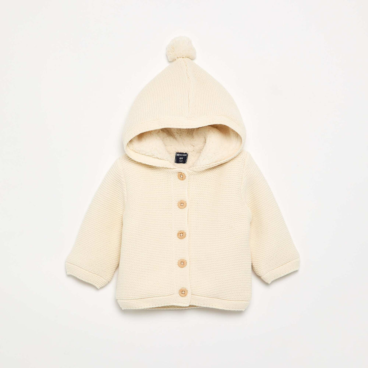 Gilet au point mousse doublé à capuche BLANC