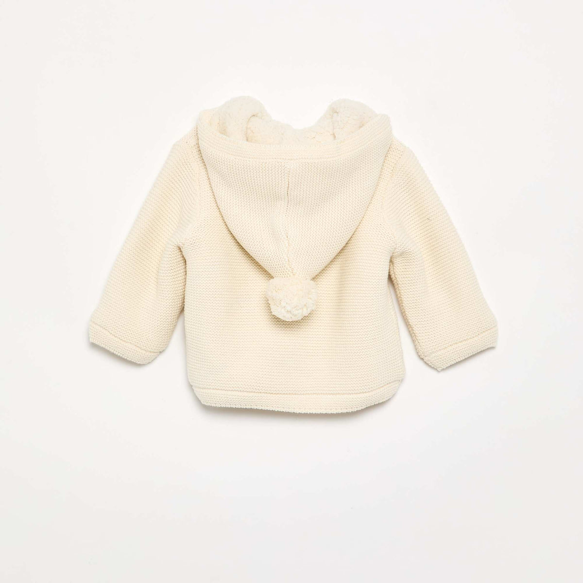 Gilet au point mousse doublé à capuche BLANC