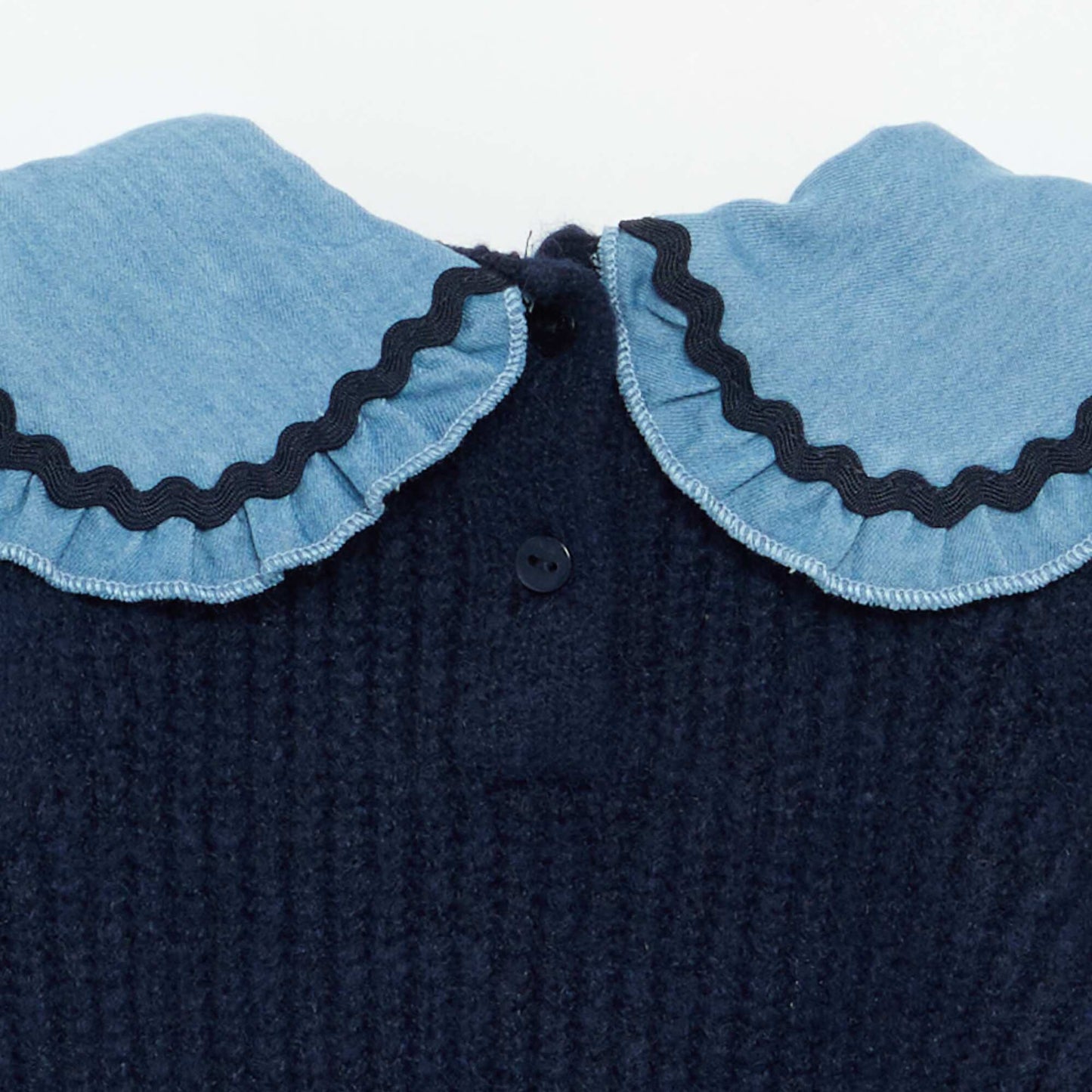 Pull 2 en 1 avec col claudine BLEU