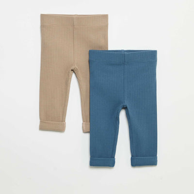 Lot de 2 leggings en rib BLEU