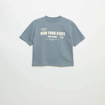 T-shirt imprimé à manches courtes BLEU