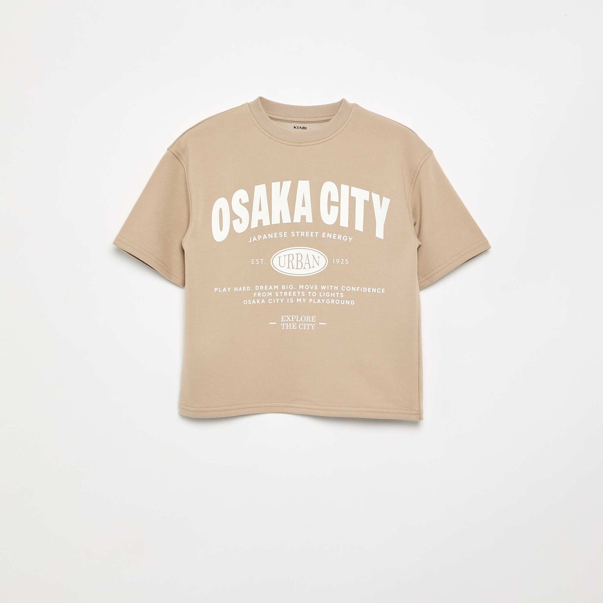 T-shirt imprimé à manches courtes BEIGE