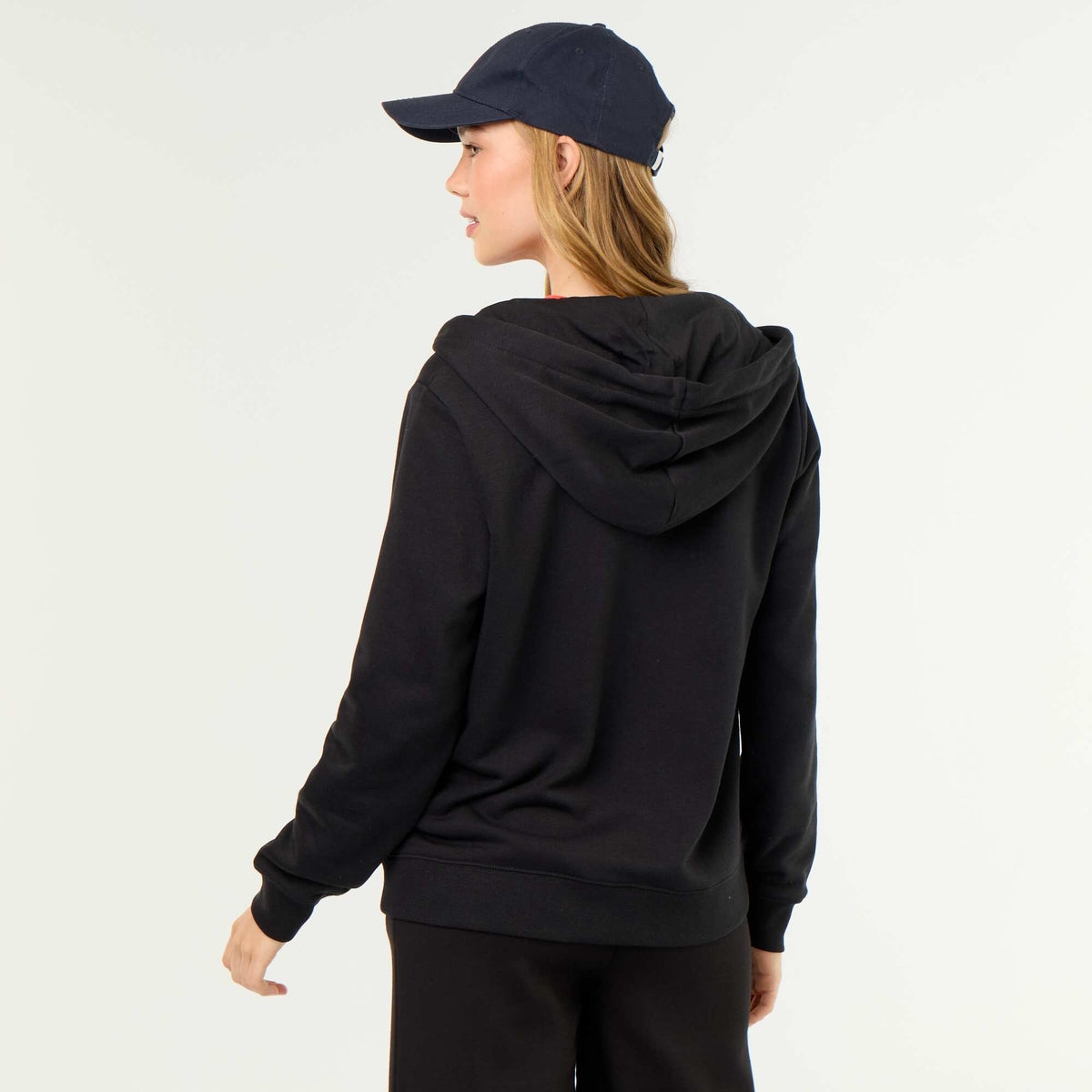 Sweat en molleton léger zippé à capuche NOIR