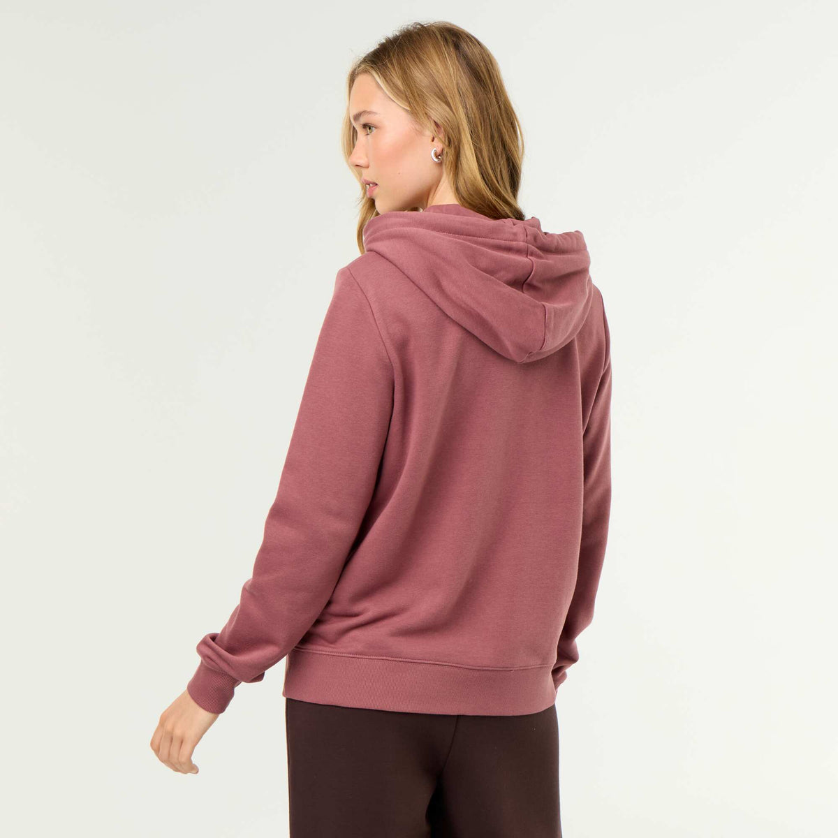 Sweat en molleton léger zippé à capuche ROSE