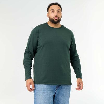 T-shirt en jersey uni manches longues VERT