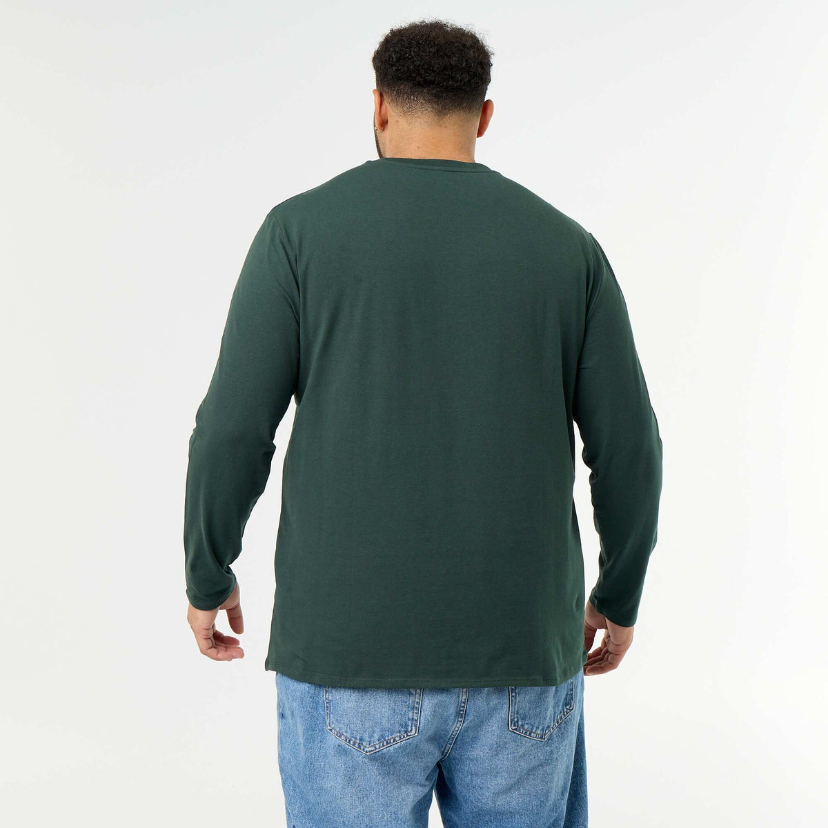 T-shirt en jersey uni manches longues VERT