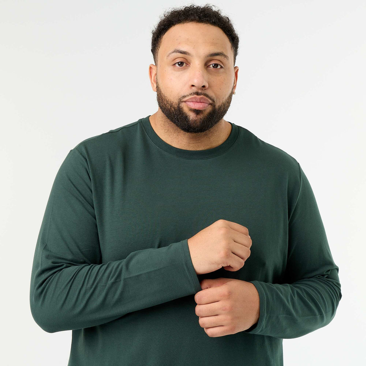 T-shirt en jersey uni manches longues VERT