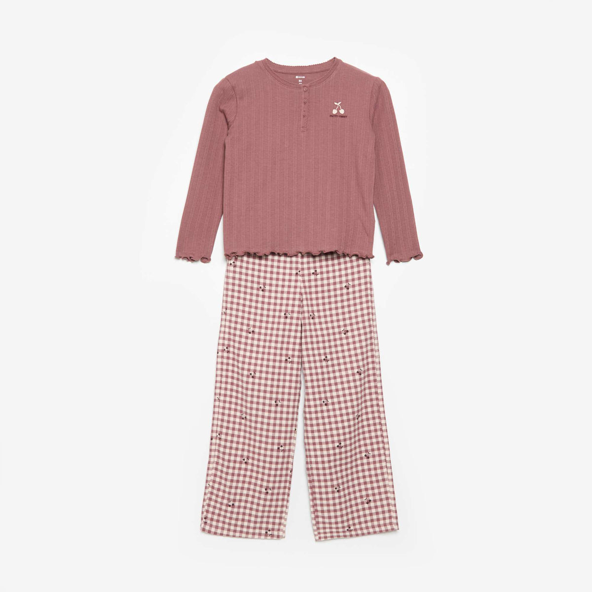 T-shirt en maille pointelle à manches longues ROUGE