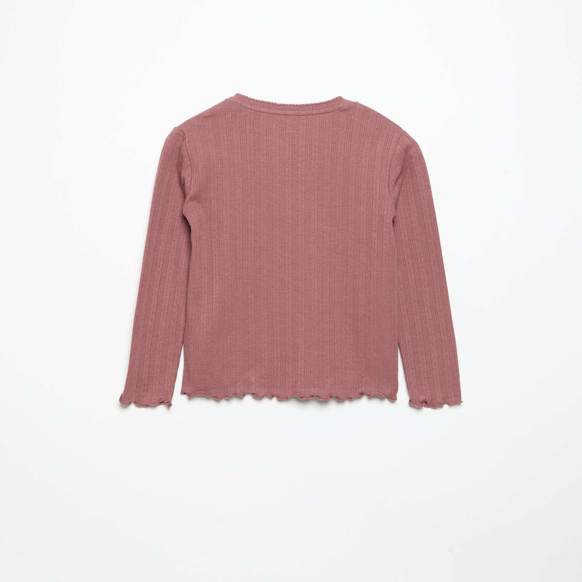 T-shirt en maille pointelle à manches longues ROUGE