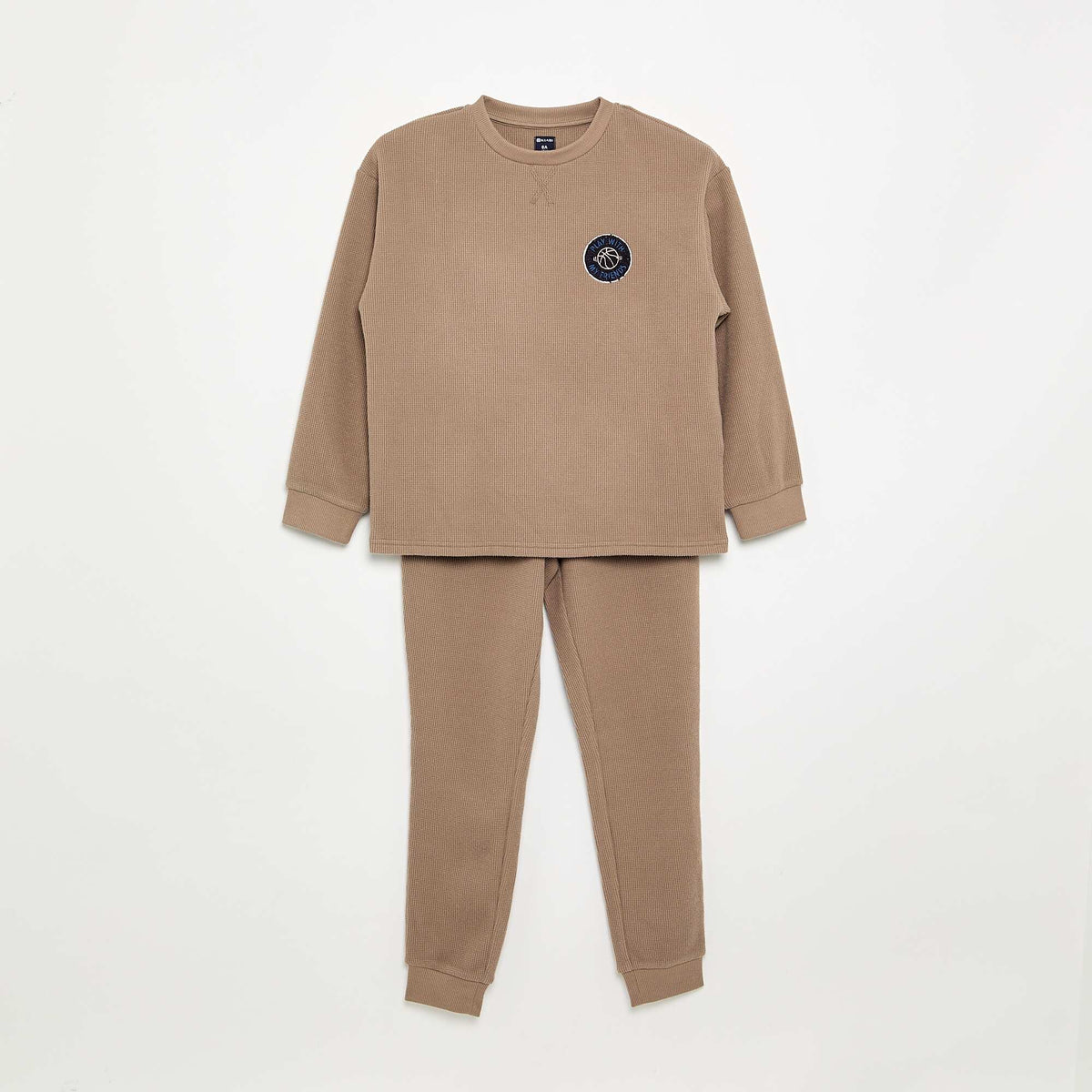 Ensemble pyjama long gaufré - 2 pièces BEIGE