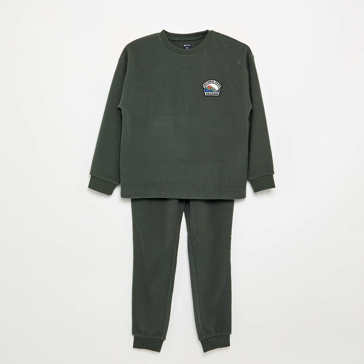 Ensemble pyjama long gaufré - 2 pièces VERT