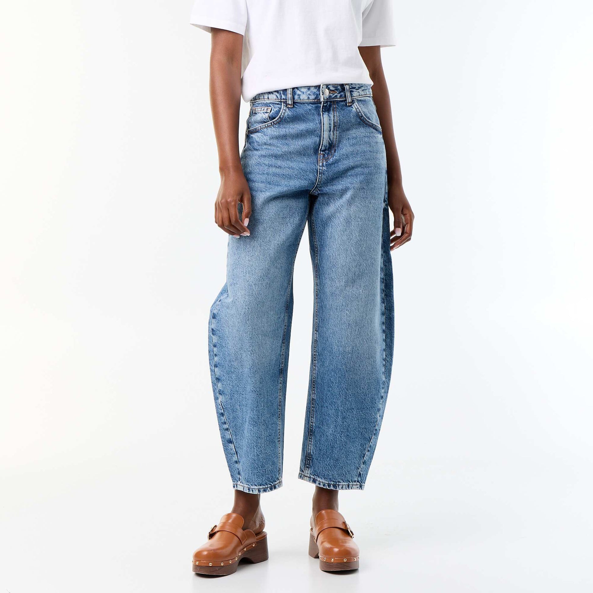 Jean wide leg / coupe large taille haute BLEU