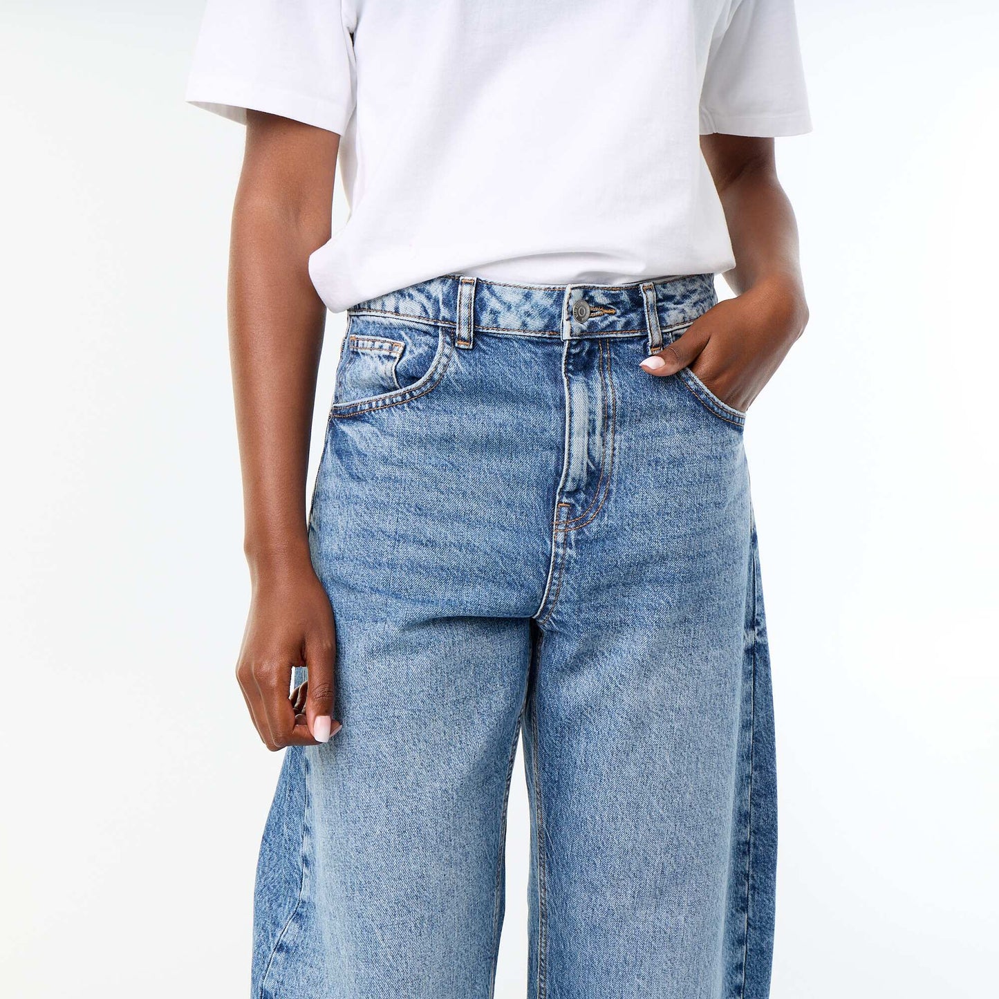Jean wide leg / coupe large taille haute BLEU