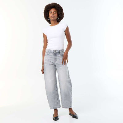 Jean wide leg / coupe large taille haute GRIS