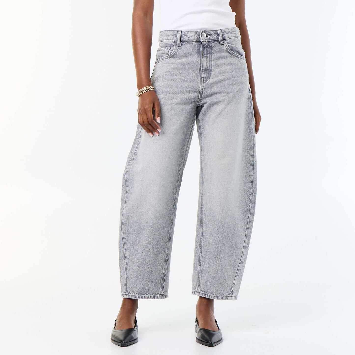 Jean wide leg / coupe large taille haute GRIS
