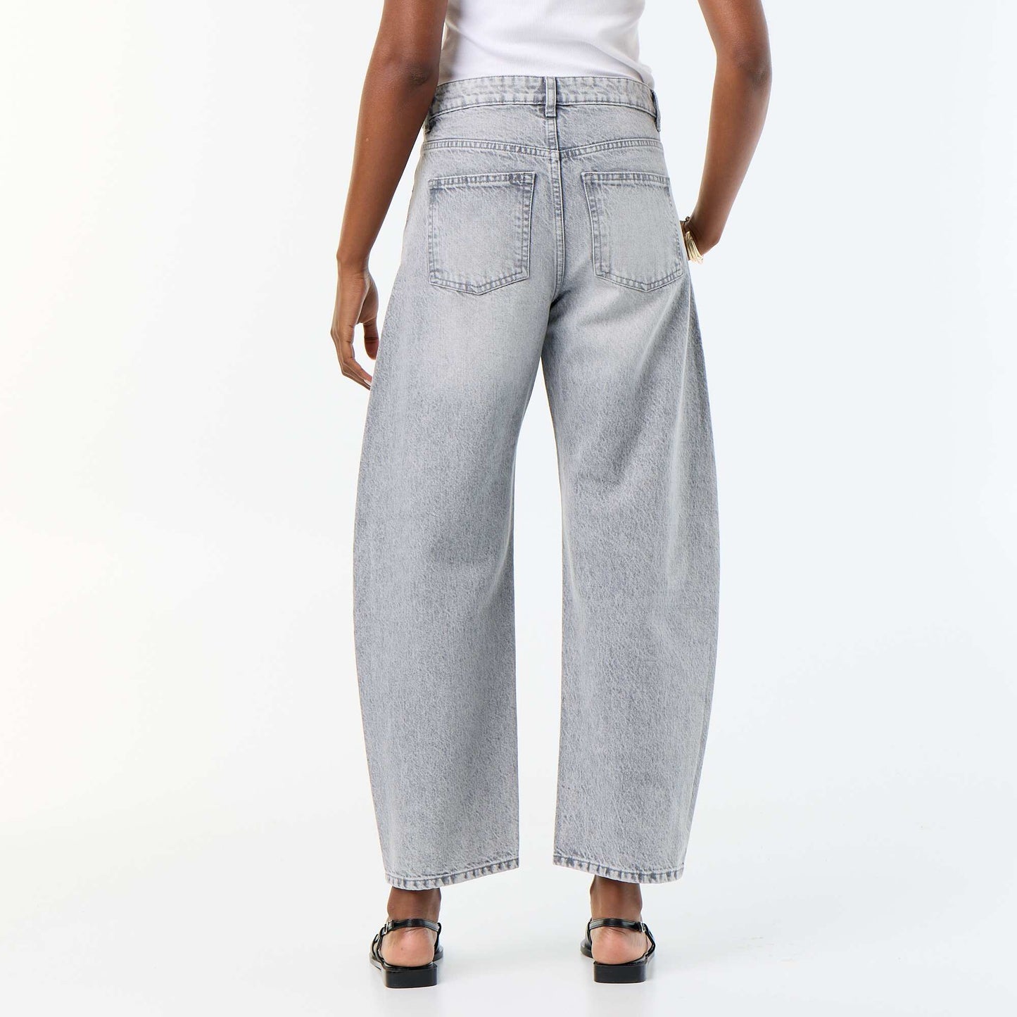 Jean wide leg / coupe large taille haute GRIS