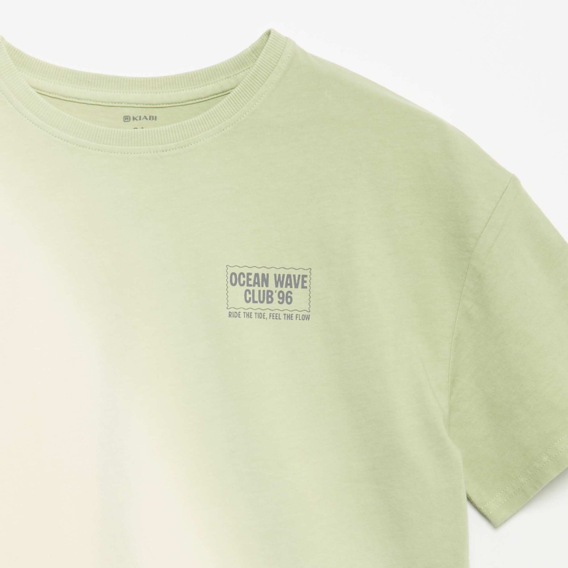 T-shirt manches courtes imprimé avec teinte tie and dye VERT