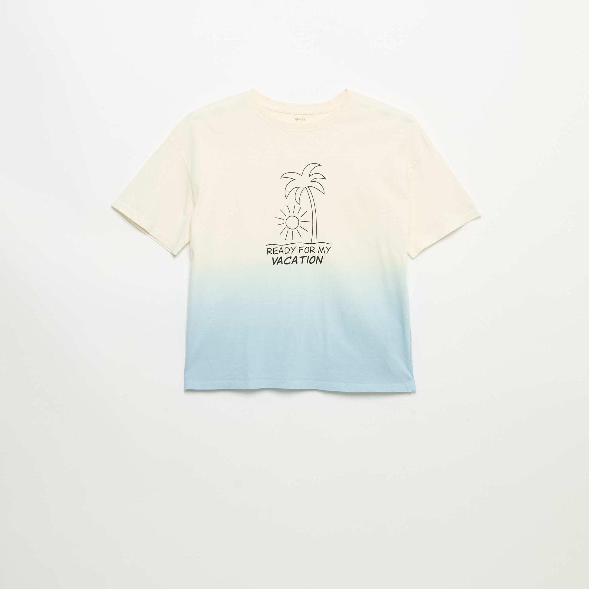 T-shirt manches courtes imprimé avec teinte tie and dye BEIGE